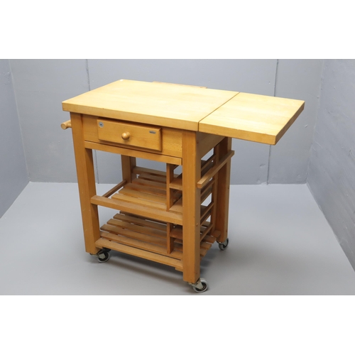 636 - T&G Woodware Butler Solid Pine Chopping Block Table with Drawer Storage Under Shelf Storage and ... 