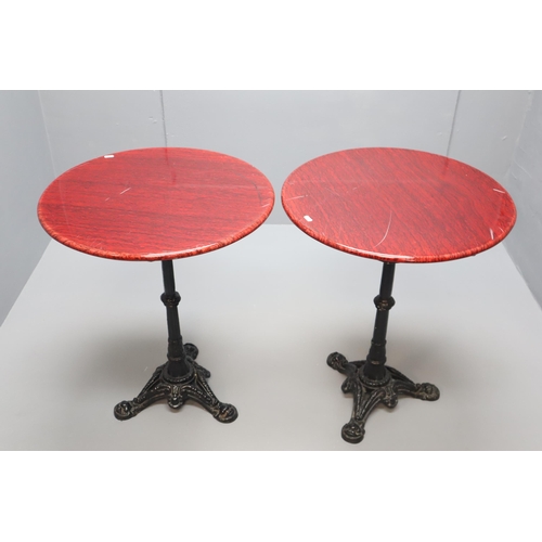 647 - Two Heavy Cast Iron Bistro Table's (2ft Dia)