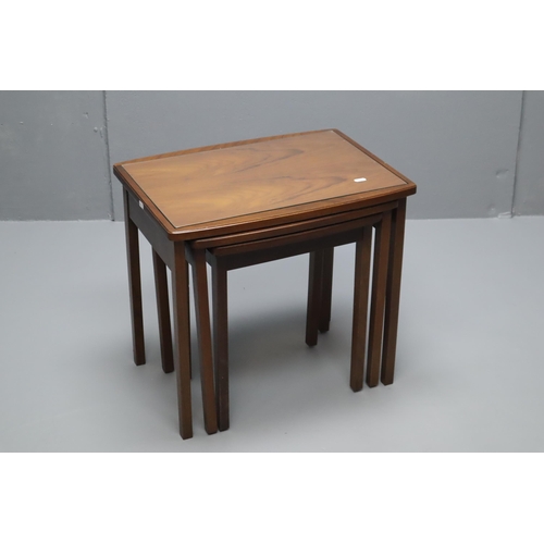 665 - A Nest of Three Wooden Retro G-Plan Glass Inlaid Tables, Approx 16