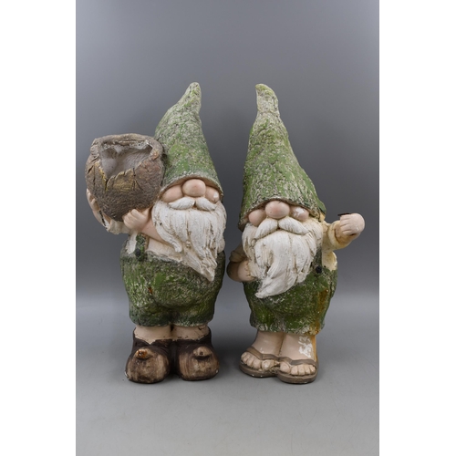 668 - Two Troll Style Garden Gnomes One Doubles Up As A Planter. Approx 18 Inches Tall