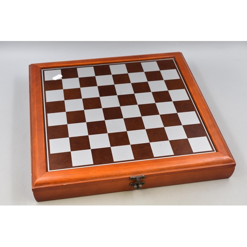 673 - A Chess Board With a Full Set of Egyptian Style Chess Pieces, Board is Approx 16