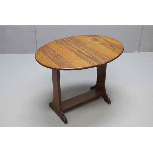 675 - Small Mid Century Oak Drop Leaf Occasional Table 27