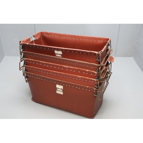 679 - A Set of Five Red Stackable 'Excelsior' Storage Containers, Each Approx 15.5