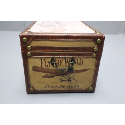 686 - A Pair of Graduating Vintage Style 'Fly The World; Above The Crowd' Storage Trunks. Largest Approx 1... 