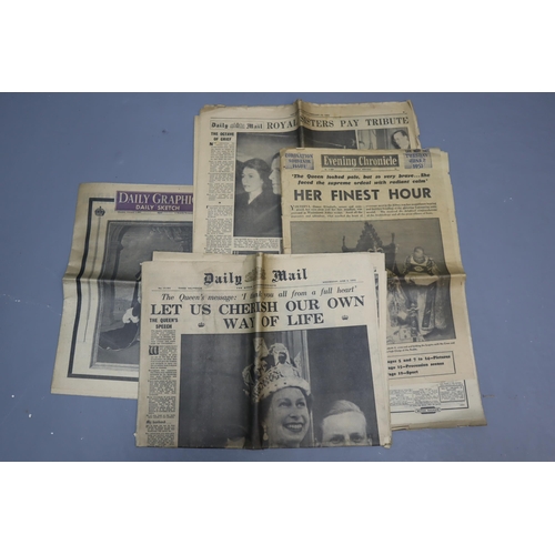 696 - A Vintage Suitcase (Marked 'D.R.G.M & Others'), With a Selection of 1950's Newspapers Relating t... 