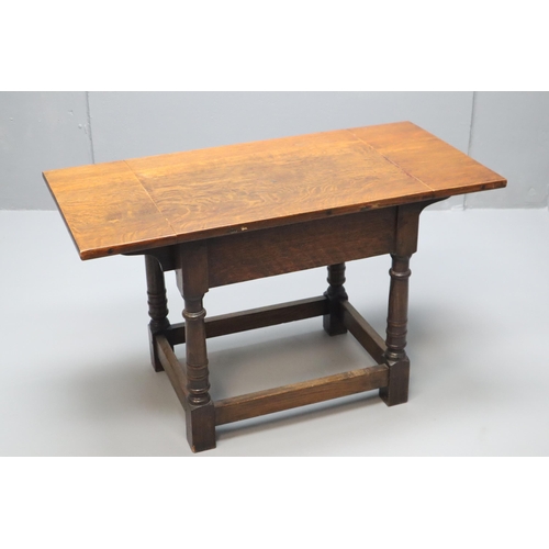 697 - An Antique Wooden Drop Leaf Cutlery Canteen Side Table, Approx 17