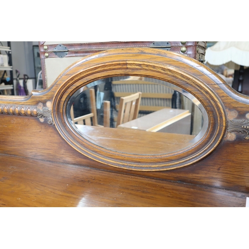 699 - Victorian Oak Mirror Backed Sideboard-Chiffonier Sitting on Barley Twist Legs with Two Drawers over ... 