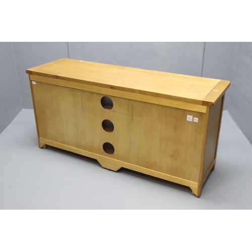 703 - Oak Media Unit Measures Approx 50.5 Inches Wide x 16 Deep and 24 Tall