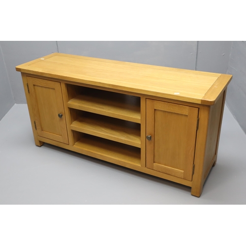 703 - Oak Media Unit Measures Approx 50.5 Inches Wide x 16 Deep and 24 Tall