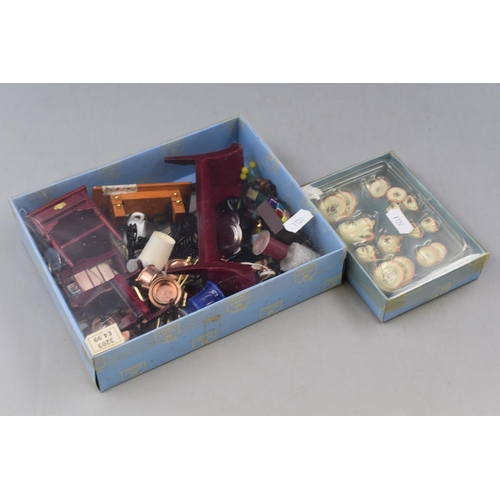 797 - A Boxed Hickleton Interiors Dolls House Floral China Tea Set, With A Selection of Miscellaneous Doll... 