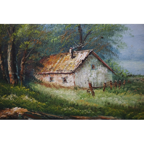 709 - Framed Oil on Canvas Depicting a Woodland Scene possible Irene Cafieri ? 29