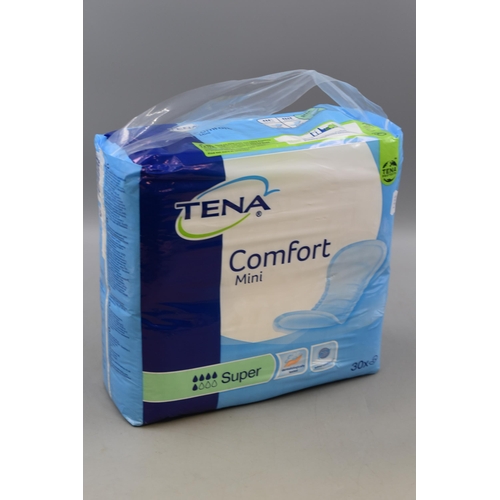 806 - Four Sealed Packs of Tena Comfort Mini Pads (30 in each pack)