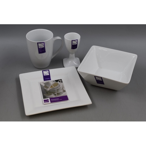 811 - Two Simplicity Breakfast Set Including 1 Square Salad Plate, 1 Square Bowl, 1 Mug and 1 Tall Egg Cup... 