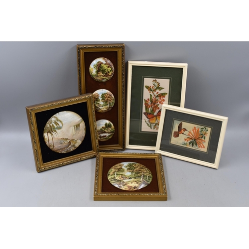 821 - Mixed Lot of Vintage Hand created Miniature Framed and Glazed pictures to include Hand painted Staff... 