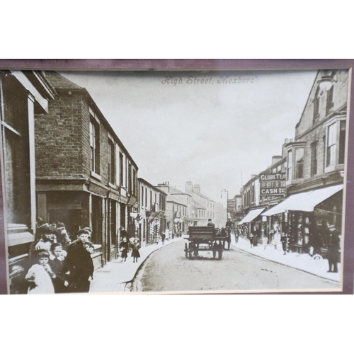 822 - Five Framed and Glazed Black and White Old Photo Style Prints Showing Different Areas of Mexborough ... 