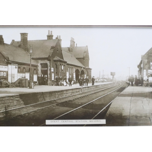 822 - Five Framed and Glazed Black and White Old Photo Style Prints Showing Different Areas of Mexborough ... 