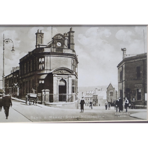 822 - Five Framed and Glazed Black and White Old Photo Style Prints Showing Different Areas of Mexborough ... 