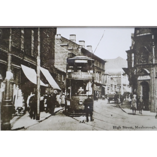 822 - Five Framed and Glazed Black and White Old Photo Style Prints Showing Different Areas of Mexborough ... 