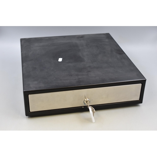 833 - An International Cash Drawer In Black, With Key. Approx 16.5