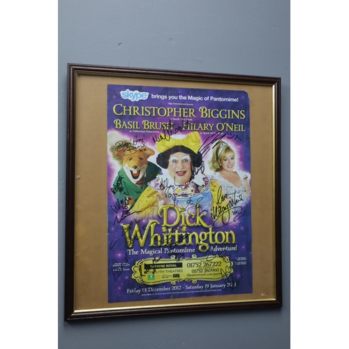 734 - Signed Theatre Poster for Dick Whittington including Basil Brush, Christopher Biggins and More (19