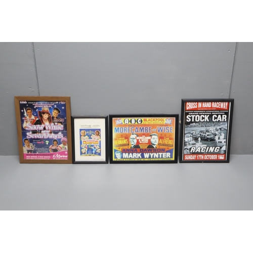 840 - Four Printed Posters including Babes in Arms, Stock Car Racing, Morecambe & Wise and Snow White ... 