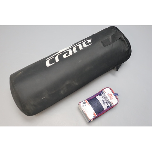 737 - Crane Boxing Punch Bag, With a Pair of Lonsdale Boxing Gloves.