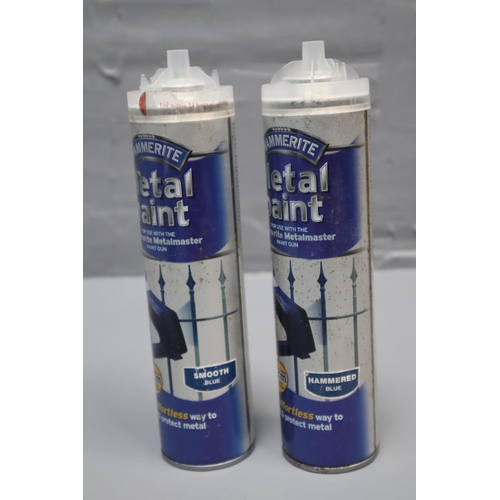 849 - A Large Selection of Hammerite Industrial Metal Paint Sprays, In Hammered Blue and Smooth Blue.