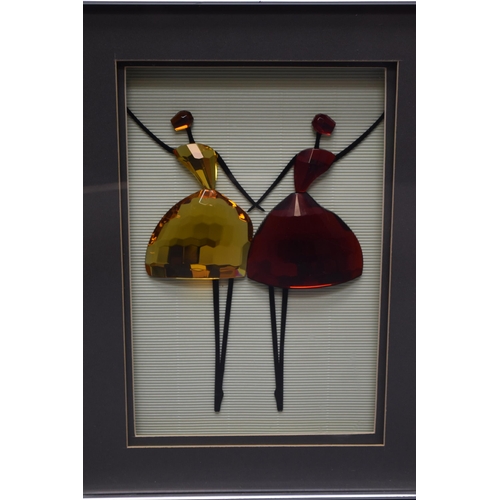 855 - Three Framed and Glazed Modern Glass Art Ballerina Pictures a/f 20