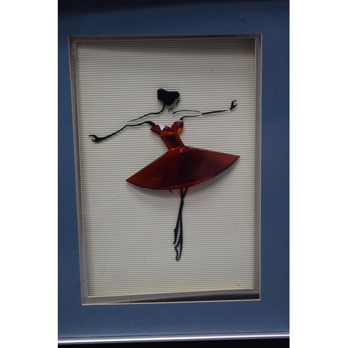 855 - Three Framed and Glazed Modern Glass Art Ballerina Pictures a/f 20