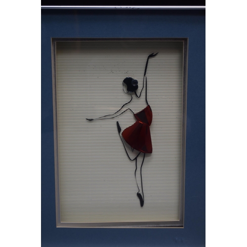 855 - Three Framed and Glazed Modern Glass Art Ballerina Pictures a/f 20