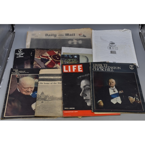 738 - Selection of Winston Churchill Memorabilia and two Churchill Commemorative Glass Tankards