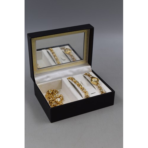 176 - Designer Necklace, Bracelet and Watch set in Box 