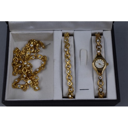 176 - Designer Necklace, Bracelet and Watch set in Box 