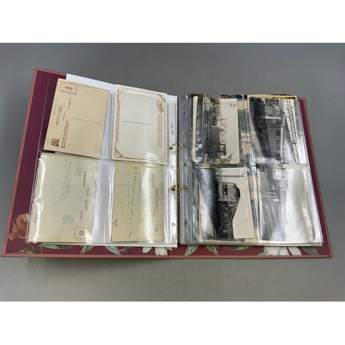 522 - Folder Containing a Various Selection of Railway Postcards, including Old Steam Trains and Hand Writ... 