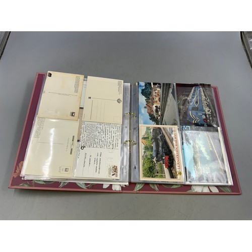 522 - Folder Containing a Various Selection of Railway Postcards, including Old Steam Trains and Hand Writ... 