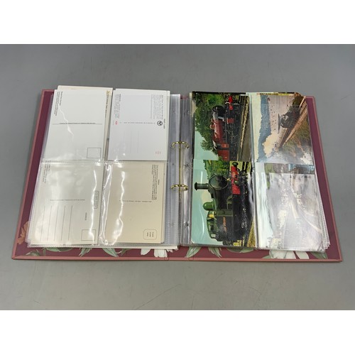 522 - Folder Containing a Various Selection of Railway Postcards, including Old Steam Trains and Hand Writ... 