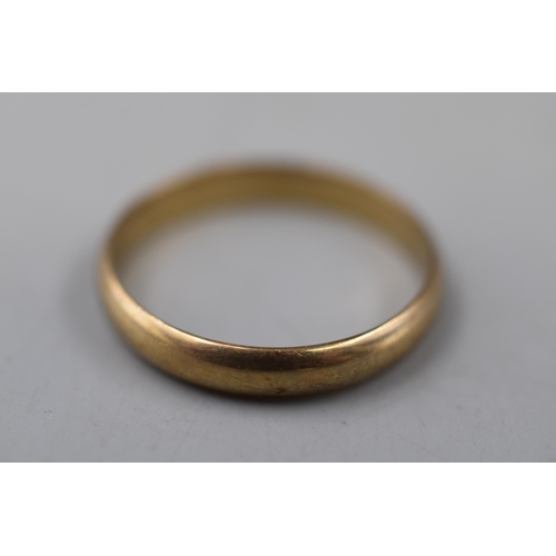 1 - A 9ct Gold Band Ring, Approx 2.75g. Size W.