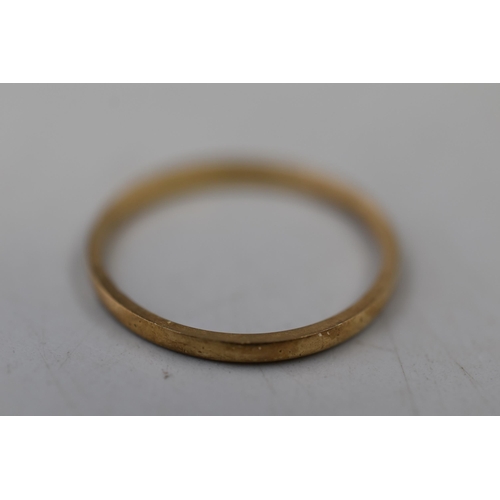 6 - An Unmarked 9ct Gold Band Ring, Size N (Scrap)