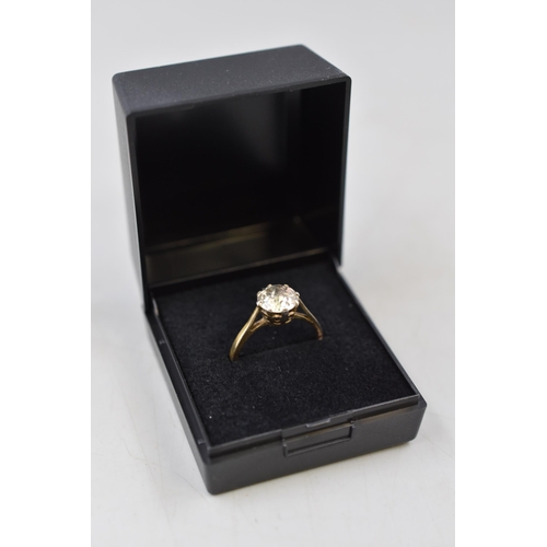 8 - Silver 925 Large Stoned Solitaire Ring (Size N) Complete with Presentation Box