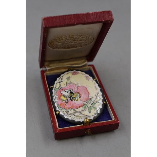 11 - Vintage Hand Painted Brooch Complete with Presentation Box