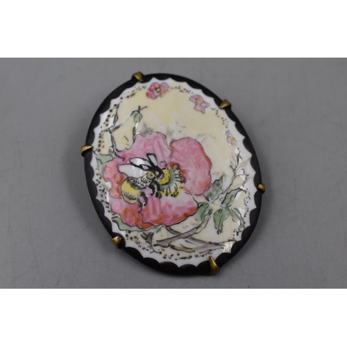 11 - Vintage Hand Painted Brooch Complete with Presentation Box