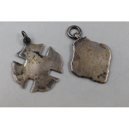 13 - Two Hallmarked Silver Fobs, Includes Hallmarked Irish Fob and Hallmarked Birmingham Fob.