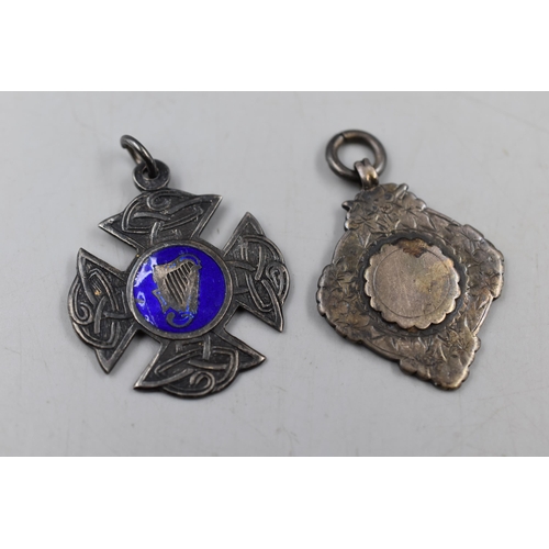 13 - Two Hallmarked Silver Fobs, Includes Hallmarked Irish Fob and Hallmarked Birmingham Fob.