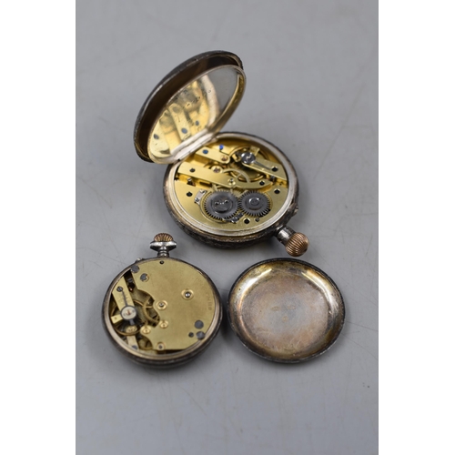 16 - Silver 935 Swiss Pocket Watch (Working) Broken Glass and a Silver 925 Cased Watch (a/f)