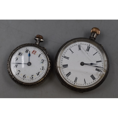 16 - Silver 935 Swiss Pocket Watch (Working) Broken Glass and a Silver 925 Cased Watch (a/f)