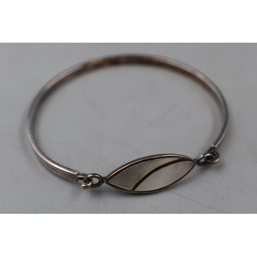 21 - A 925. Silver and Mother of Pearl Bangle.