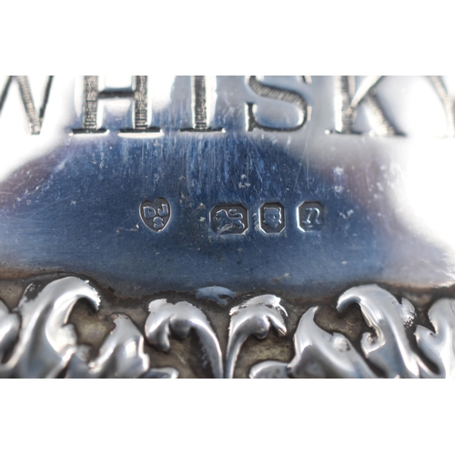 28 - A Hallmarked London Silver Whiskey Decanter Label, Circa 1968.