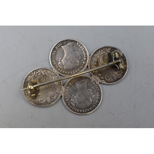 32 - A Brooch Made With Four Victorian Silver Threepence Coins