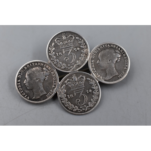 32 - A Brooch Made With Four Victorian Silver Threepence Coins