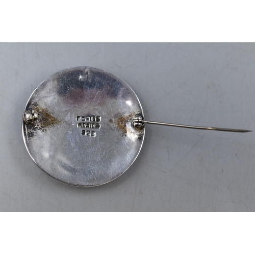 36 - A 925. Mexico Silver Aztec Style Brooch